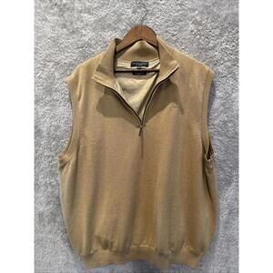 Fairway & Greene Merino Quarter Zip Windvest Mens  XXL Golf Tan  2XL